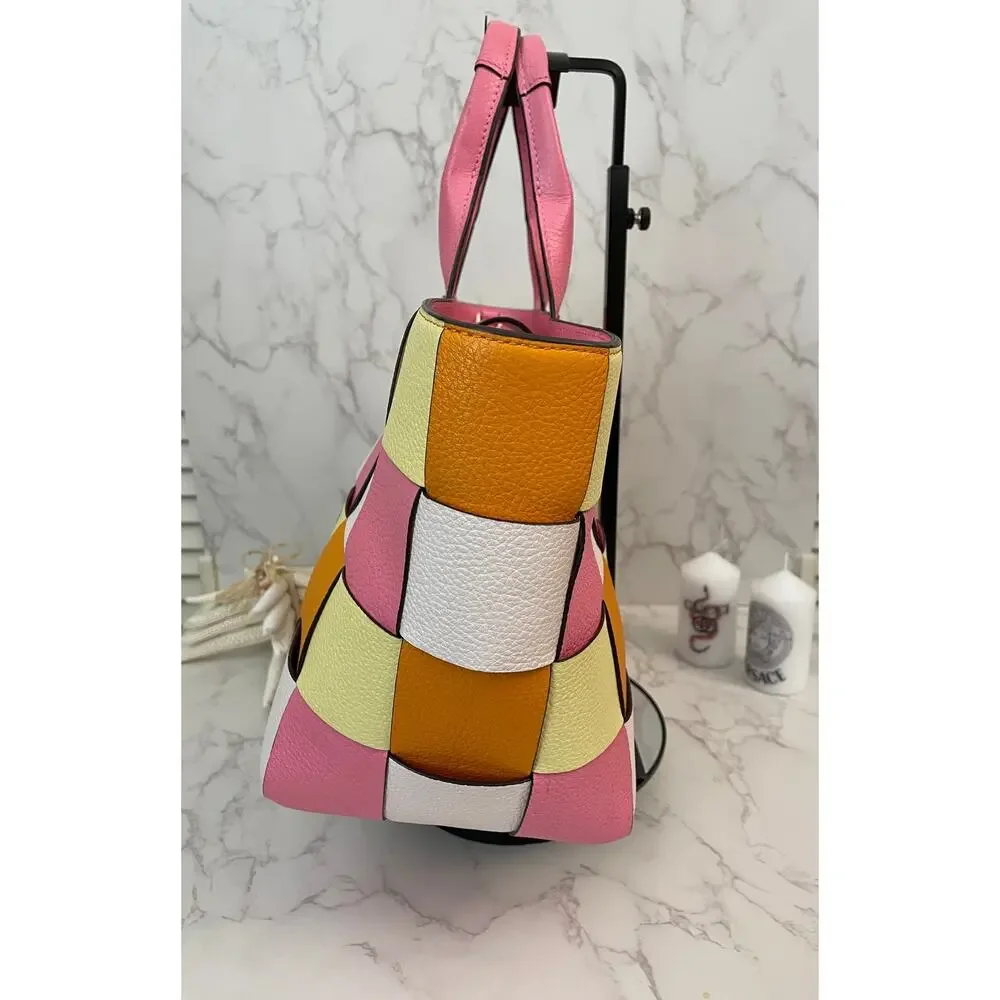 Kate Spade Basket Woven Leather Tote Detachable Crossbody Strap Like New - Picture 5 of 12